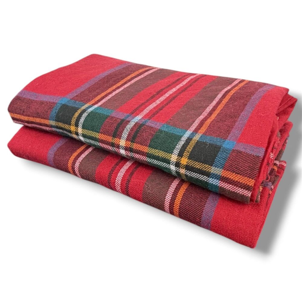 Brooks Brothers Royal Stewart Tartan Plaid Cotton Flannel King Size Pillow Shams